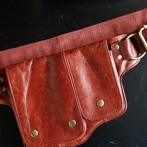 VINTAGE Red Leather Vicenzo Hip/Belt Bag